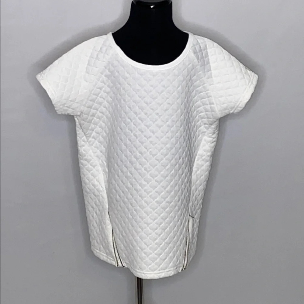 7 For All Mankind Short Sleeve Quilted Zip…